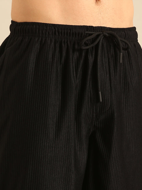 Black Textured Relaxed Fit Co-Ords Set
